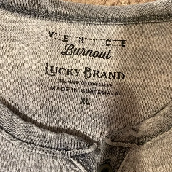 Lucky Brand Venice Burnout Adult Mens Size XL Polyester Cotton Gray Light Shirt - Picture 3 of 10